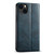iPhone 15 Suteni J02 Oil Wax Wallet Leather Phone Case - Blue