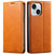 iPhone 15 Suteni J02 Oil Wax Wallet Leather Phone Case - Khaki