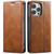 iPhone 15 Pro Suteni J02 Oil Wax Wallet Leather Phone Case - Brown