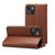 iPhone 15 Plus Suteni Calf Texture Horizontal Flip Leather Phone Case - Brown