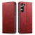 Samsung Galaxy S24 5G Suteni Calf Texture Horizontal Flip Leather Phone Case - Red