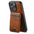 iPhone 14 Plus Suteni H02 Leather Wallet Stand Back Phone Case - Brown