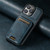 iPhone 14 Pro Max Suteni H02 Leather Wallet Stand Back Phone Case - Blue
