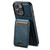 iPhone 14 Pro Max Suteni H02 Leather Wallet Stand Back Phone Case - Blue