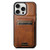 iPhone 15 Pro Max Suteni H02 Leather Wallet Stand Back Phone Case - Brown