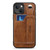 iPhone 15 SUTENI H12 Wrist Strap Leather Back Phone Case with Card Slot - Brown