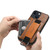 iPhone 15 Suteni H13 Card Wallet Wrist Strap Holder PU Phone Case - Brown