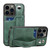 iPhone 15 Pro Max SUTENI H12 Wrist Strap Leather Back Phone Case with Card Slot - Green