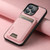 iPhone 14 Pro Suteni H02 Litchi Leather Card Wallet Stand Back Phone Case - Pink