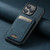 iPhone 15 Pro Suteni H02 Litchi Leather Card Wallet Stand Back Phone Case - Blue