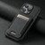 iPhone 11 Suteni H03 Litchi Leather Card Bag Stand Back Phone Case - Black