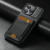 iPhone 11 Pro Max Suteni H03 Oil Wax Leather Wallet Stand Back Phone Case - Black
