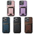 iPhone 13 Suteni H03 Litchi Leather Card Bag Stand Back Phone Case - Blue