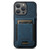 iPhone 13 Pro Suteni H03 Litchi Leather Card Bag Stand Back Phone Case - Blue