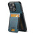 iPhone 14 Plus Suteni H03 Oil Wax Leather Wallet Stand Back Phone Case - Blue
