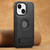 iPhone 13 Suteni G2 Magsafe Oil Wax Leather Back Phone Case with Holder - Black