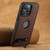 iPhone 14 Pro Suteni G2 Magsafe Litchi Texture Leather Back Phone Case with Holder - Brown
