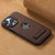iPhone 14 Pro Suteni G2 Magsafe Litchi Texture Leather Back Phone Case with Holder - Brown