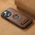 iPhone 14 Pro Suteni G2 Magsafe Oil Wax Leather Back Phone Case with Holder - Brown
