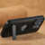 iPhone 15 Pro Suteni G2 Magsafe Oil Wax Leather Back Phone Case with Holder - Black