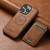 iPhone 14 Pro Suteni H15 MagSafe Oil Eax Leather Detachable Wallet Back Phone Case - Brown