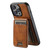 iPhone 14 Pro Suteni H15 MagSafe Oil Eax Leather Detachable Wallet Back Phone Case - Brown