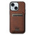 iPhone 15 Plus Suteni H16 Litchi Texture Leather Detachable Wallet Back Phone Case - Brown