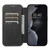 iPhone 12 Pro Max Suteni J06 Retro Matte Litchi Texture Leather Magnetic Magsafe Phone Case - Black