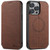 iPhone 13 Suteni J06 Retro Matte Litchi Texture Leather Magnetic Magsafe Phone Case - Brown