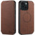 iPhone 15 Suteni J06 Retro Matte Litchi Texture Leather Magnetic Magsafe Phone Case - Brown