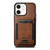 iPhone 12 Suteni H17 Oil Eax Leather MagSafe Detachable Wallet Phone Case - Brown