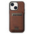 iPhone 13 Suteni H17 Litchi Texture Leather MagSafe Detachable Wallet Phone Case - Brown