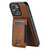 iPhone 13 Pro Max Suteni H17 Oil Eax Leather MagSafe Detachable Wallet Phone Case - Brown
