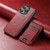 iPhone 14 Suteni H17 Oil Eax Leather MagSafe Detachable Wallet Phone Case - Red