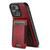 iPhone 14 Suteni H17 Oil Eax Leather MagSafe Detachable Wallet Phone Case - Red