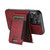 iPhone 14 Suteni H17 Oil Eax Leather MagSafe Detachable Wallet Phone Case - Red