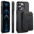 iPhone 12 Pro Max Suteni M2 Oil Wax MagSafe Horizontal Card Bag Phone Case - Black