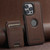 iPhone 13 Pro Suteni M2 Cross-Grain MagSafe Vertical Card Back Phone Case - Brown