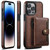 iPhone 14 Pro Suteni M1 Oil Wax MagSafe Detachable Horizontal Card Bag Phone Case - Brown