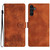 Samsung Galaxy A16 5G Cherry Blossom Butterfly Skin Feel Embossed PU Phone Case - Brown