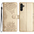 Samsung Galaxy A16 5G Cherry Blossom Butterfly Skin Feel Embossed PU Phone Case - Gold