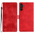 Samsung Galaxy A16 5G Cherry Blossom Butterfly Skin Feel Embossed PU Phone Case - Red