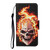Samsung Galaxy A16 5G Colored Drawing Pattern Leather Phone Case - Flame Skull
