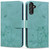 Samsung Galaxy A16 5G Cute Cat Embossed Leather Phone Case - Green