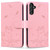 Samsung Galaxy A16 5G Cute Cat Embossed Leather Phone Case - Pink