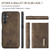 Samsung Galaxy A16 5G DG.MING M1 Series 3-Fold Multi Card Wallet + Magnetic Phone Case - Coffee