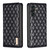 Samsung Galaxy A16 5G Diamond Lattice Magnetic Leather Flip Phone Case - Black