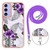 Samsung Galaxy A16 5G Electroplating Pattern IMD TPU Shockproof Case with Neck Lanyard - Purple Flower