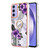 Samsung Galaxy A16 5G Electroplating Pattern IMD TPU Shockproof Case with Rhinestone Ring Holder - Purple Flower