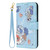Samsung Galaxy A16 5G Floral Pattern Leather Phone Case with Lanyard - Light Blue
